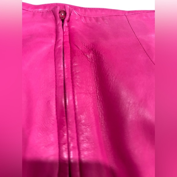 Vintage VAKKO Barbie hot Pink high waisted leather pencil Skirt Size 6 - Picture 5 of 10